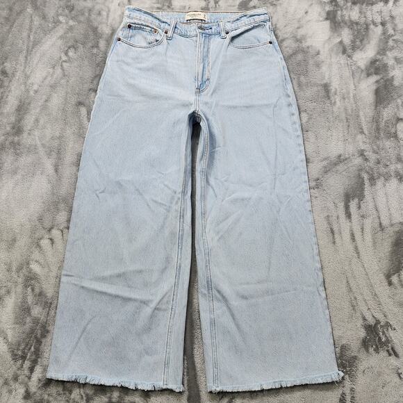 Abercrombie & Fitch Denim - Abercrombie & Fitch Jeans Womens 28/6 Blue Crop Wide Leg High‎ Rise Light Wash